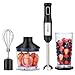 Immersion Blender LINKChef Hand Blender Stick Mixer Food Processor, Egg Whisk, Robust Stainless Steel, 3 in 1 500W 20 speeds Silver / Black (HB-2140T) - 3 Years Warranty