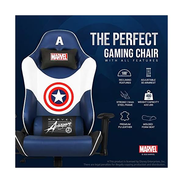 Silla Gamer Marvel Capitán América Computación Eco cuero - Imagen 3