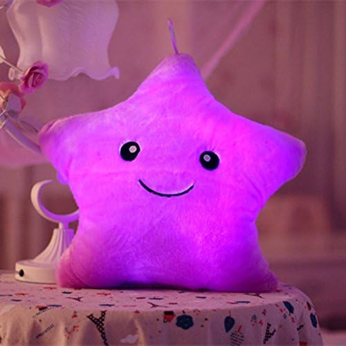 Tickos Plush Pillow Night Light LED Star Pillow Creative Glowing Stuffed Toy Toys Gift for Christmas (Purple)