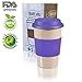 14 OZ 100% Organic Reusuable Travel Mug Purple TO GO coffee cup Biodegradable BPA Free FDA approved Leak proof silicone and heat resistant grip