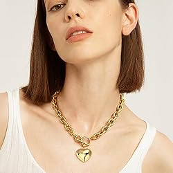 BONJOULRY Chunky Gold Bubble Heart Charm Toggle