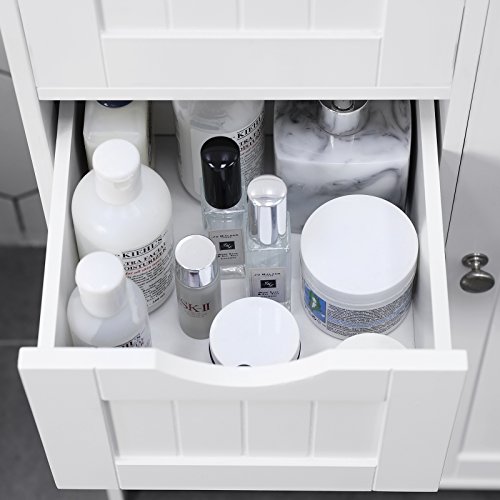 Meuble De Rangement Salle De Bain Willonin - Armoire étroite 26x22x118 Cm, étagères Réglables, Pieds Imperméables, Blanc