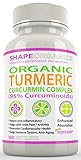 Shape Organics TURMERIC CURCUMIN 180CT 2100mg 95% Pure Extract w BioPerine, DR Recommended Anti inflammatory Stress Relief of Joint Pain Inflammation Diet Immune System Liver Detox Booster Veg Capsule