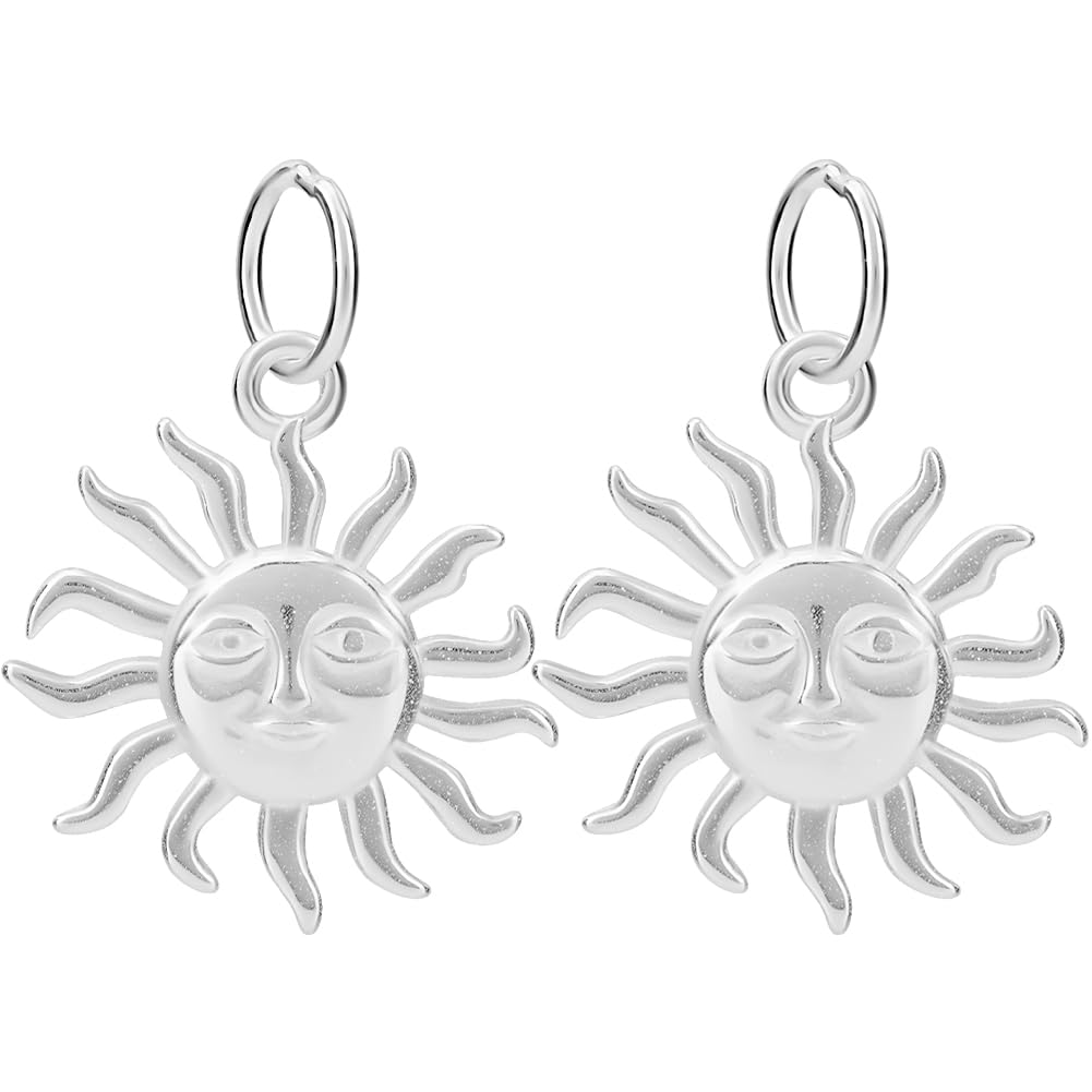 Beebeecraft 2Pcs 925 Sterling Silver Sun charm Antique Smile Sun Face Pendants charm Jewelry Making Findings for DIY Necklace Bracelets Crafts Making
