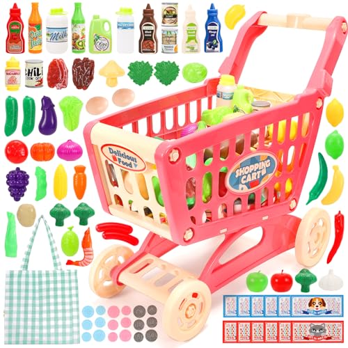 Tagitary Shopping Cart Toy for Kids,82 PCS Toddlers Large Play