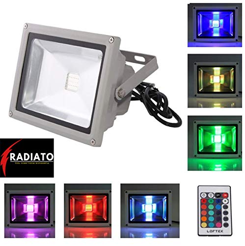Radiato ES RGB LED Waterproof Remote Control Floodlights Colour Changing Lights (Multicolour)