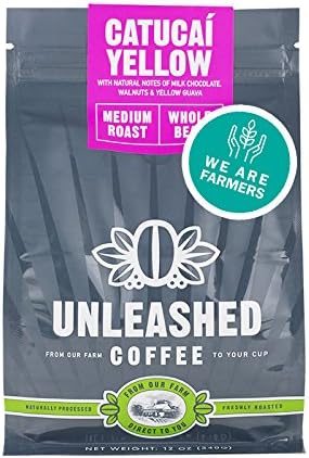 Unleashed Catucai Yellow Gourmet Coffee Premium Arabica Light Roast Whole Bean Fair Trade From The Farmer
