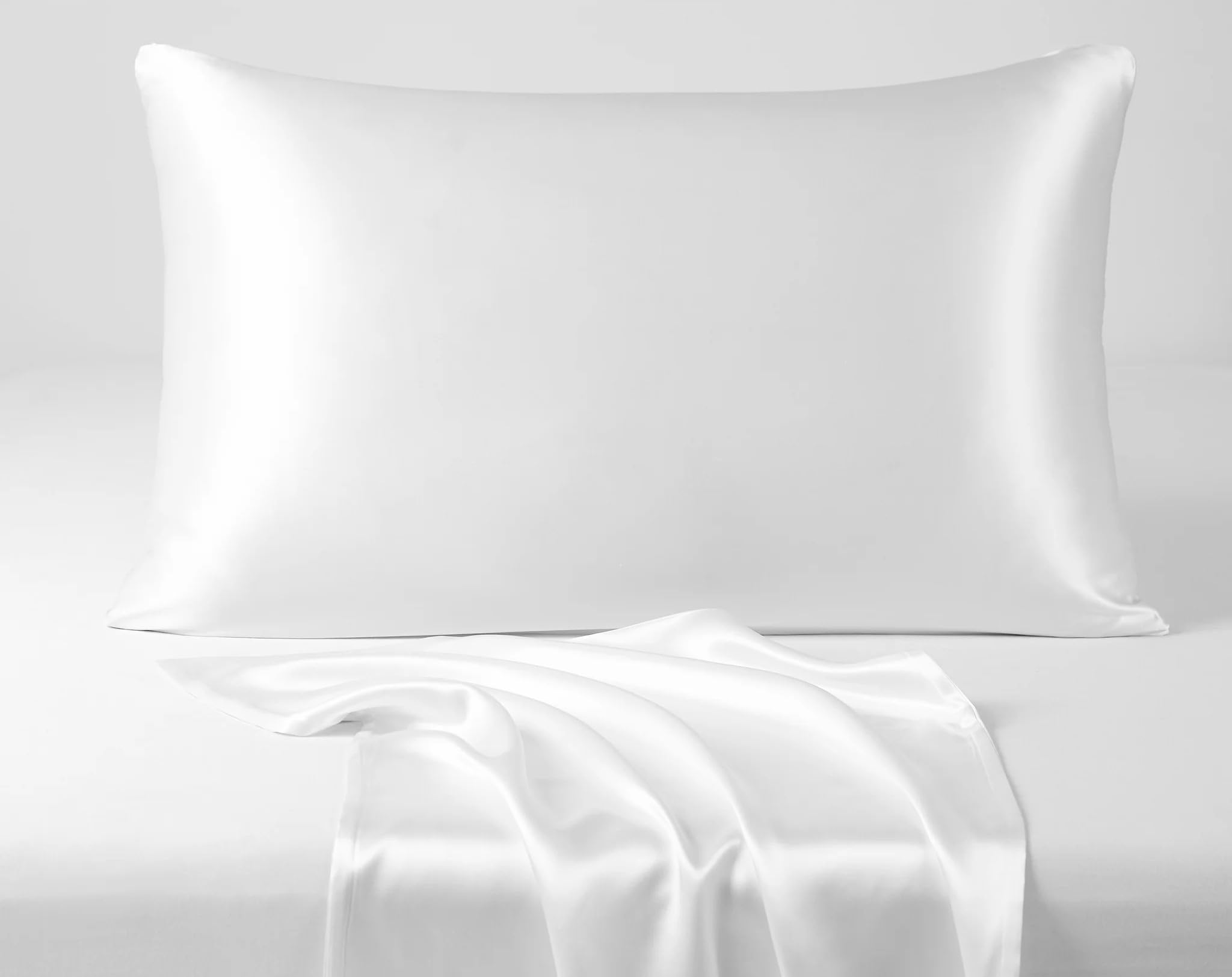 Imperial Rooms Satin White Pillow Cases 2 Pack – Soft as Silk Pillowcases for Hair and Skin Care, Gifts for Women – Standard Size Pillow Covers with Envelope Closure (50x75 cm)