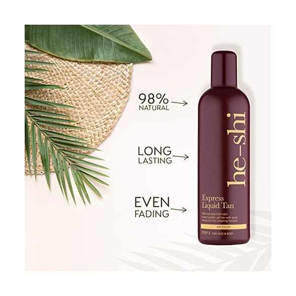 He-Shi-Express-Liquid-Tan-Instant-Fake-Tan-Liquid--No-False-Tan-Smell--Quick-Dry-Streak-Free-Formula--Natural-Vegan-Formula-Containing-Glycerine--Body-Face-Self-Tan-150ml-Liquid He-Shi Express Liquid Tan Instant Fake Tan Liquid, Medium – Express Fake Tan Lotion - Quick Dry Formula with No False…