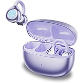 Open Ear Clip Headphones, Wireless Earbuds Bluetooth 5.4 The Over Ear Buds Earphones Built-in Mic with Ear Hooks, 36H Playtime,for iOS and Android (Purple)