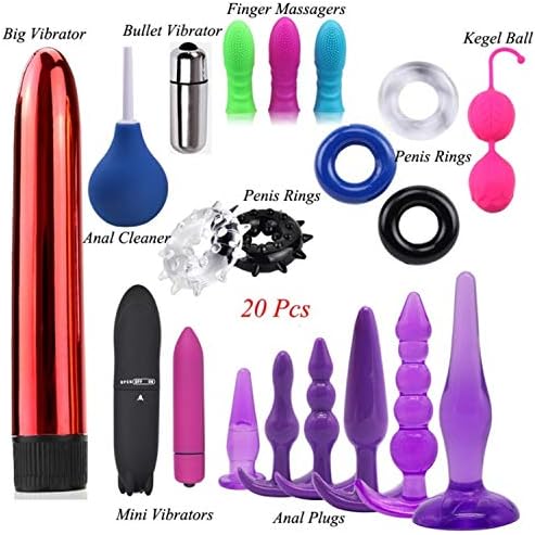 20Pcs Multifunctional Massage Tools Vìb-R-Ǎtör/Seminal Lock Ring/Love Egg/Finger Stall/Vaginal Ball/Anus Washer Kit Ádùlt Perfect Toys