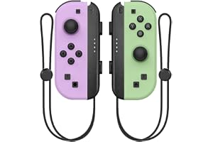 Controle de substituição para Nintendo Switch, alternativas para esquerdo e direito, controle de interruptor com suporte Turbo (Verde e roxo com cordão)