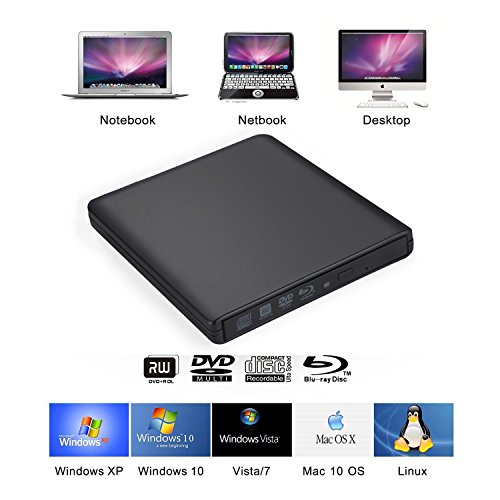 External Blu-Ray Drive,Guamar USB 3.0 Blu-Ray Drive CD/DVD Burner/Writer with 3D 4K Blu-ray Disc Playback,Super-Fast Blu-Ray Writing Reading Speed,for Notebook Netbook Desktop,Silveraca