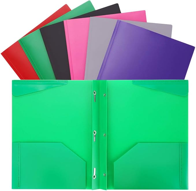 plastic folder with brads