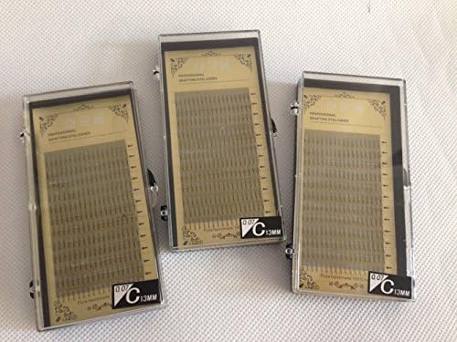 VRwig 3 Trays/Lot 3D Volume Eyelashes Extensions 0.07mm Thickness Hair Mink Makeup C Curl Individual Eye Lashes Natural Style (13mm+13mm+13mm)