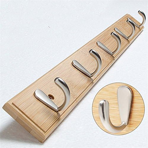 Raingle Bamboo Wall-Mounted Coat Rack With 5 Hooks 24''L x 2.4''W (Wood)