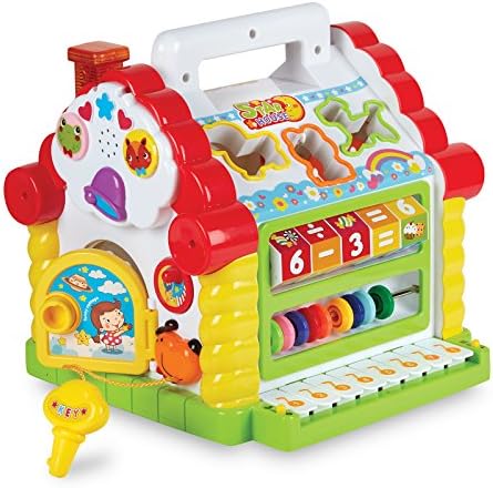 Colorful Musical Baby Fun House – Multi Game Educational Kids Toy with Shape Sorters, Music, Animal and Geometric Blocks, Piano Keys and Counting Math Beads