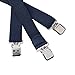 Bundle Monster Mens 2pc Heavy Duty Y-Back Adjustable Suspenders - blue/stripes