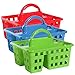 Divided 3-Compartment Plastic Tote Caddies Baskets, Red, Blue and Lime Green. 3-ct Set