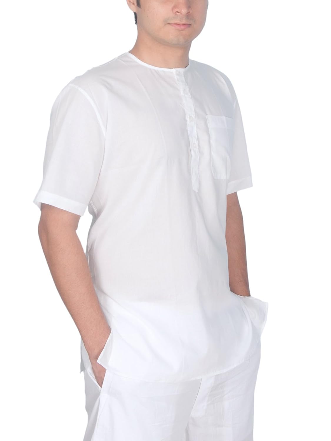rajubhai hargovindas white fine cotton short kurta
