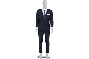 DKELINCS Male Mannequin Full Body 73" High Adjustable Realistic Manikin Torso with Metal Base for Display Men, Plastic Head Turns Poseable Mannequin Stand, White