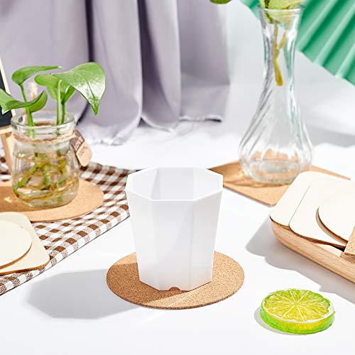 AHANDMAKER 24 Stück Selbstklebende Korkuntersetzer, 4 Arten Von Runden und Quadratischen Holzscheiben und Korkmatten für… – Bild 7