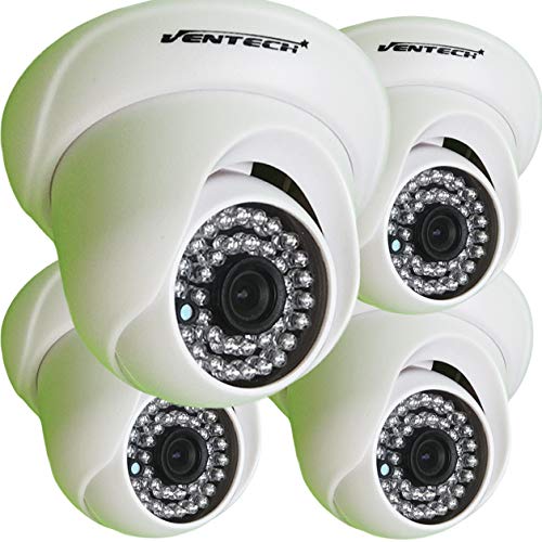 VENTECH 4 Pack CCTV Security Dome Camera Color 1000tvl 960H Analog CMOS 36 led IR-Cut Night Vision Infrared Home Surveillance 3.6mm Lens Indoor 12v Audio