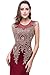 MisShow Women's Rhinestone Long Lace Formal Mermaid Evening Prom Dresses