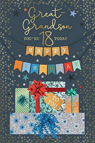 Card 18 Today Great Grandson 18th Presents Design Happy Birthday Lovely Verse