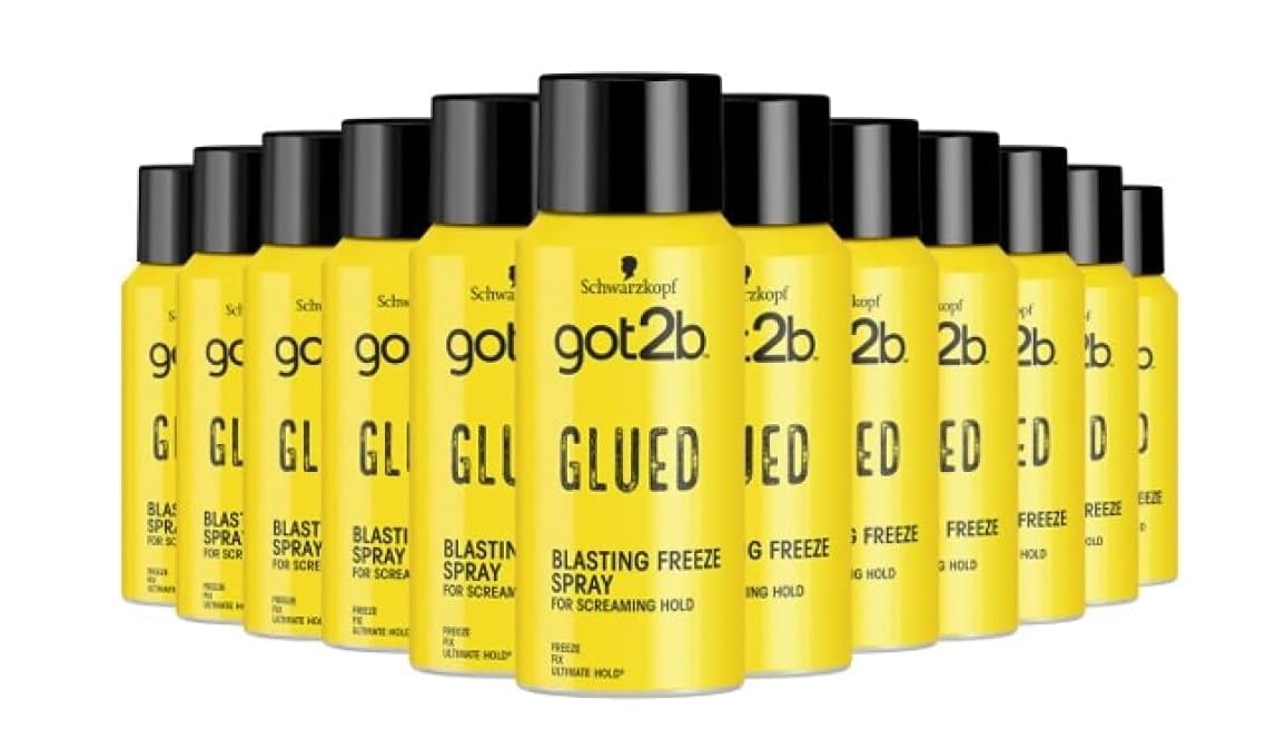 Schwarzkopf got2b Glued Blasting Freeze Spray, Strong Hold Hairspray for Up to 72 Hours, Vegan, Silicone Free, 100 ml - Pack of 12