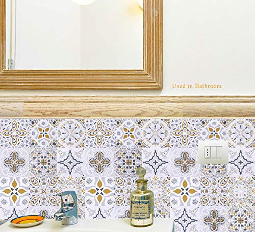 HeloHo Thicken Glossy Tile Peel and Stick Wallpaper Self Adhesive Pattern Contact Paper Removable Wallpaper Waterproof Vinyl Film Roll Kitchen Backsplash Bathroom Wall DIY Decorative 17.3\