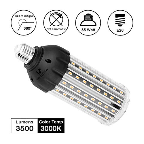 35W E26 LED Corn Light Bulb, Wenscha 35W 3000K Soft Warm White 3500 Lumen 300W Equivalent Super Bright LED Bulb Lamp for Indoor Outdoor Large Area Garage Factory Warehouse Backyard Garden Porch