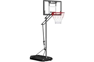 MAYFIRE Portable Basketball Hoop Height Adjustable 4.8-10ft: Outdoor Basketball Goal System for All Ages in Backyard & Driveway, 33-44 Inch Shatterproof Backboard and Stable Base