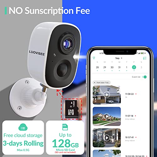 Luovisee Wireless Home Security Camera Outdoor WiFi with Light Night