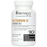 Bronson Vitamin D3 5000 IU Quick-Release Vitatmin D Capsules, 90 Count