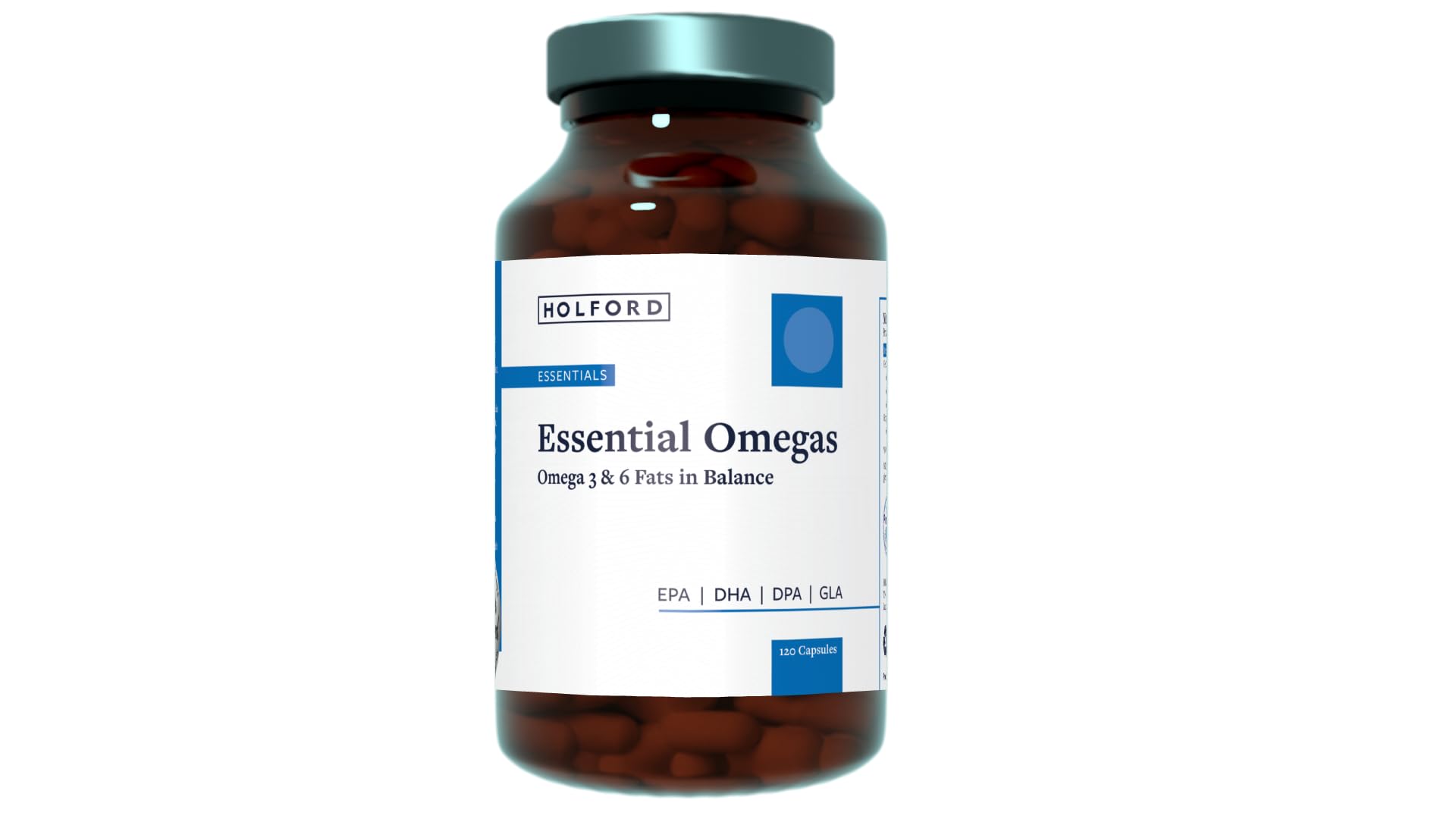 Patrick HOLFORD Essential Omegas/Omega-3 & 6 Supplement/for Heart, Brain & Vision Support / 4 Nutrients/EPA 350mg, DHA 224mg, DPA 42mg, GLA 50mg / 120 Capsules/for Women & Men
