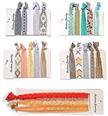 No Crease Ribbon Hair Ties - 23 Pieces Lace Hairband Ponytail Holders Natural Curly Hair Ties For Women, Girls, Adults Including Two Lengths (4 inch and 8.3 inch) Hair Ties