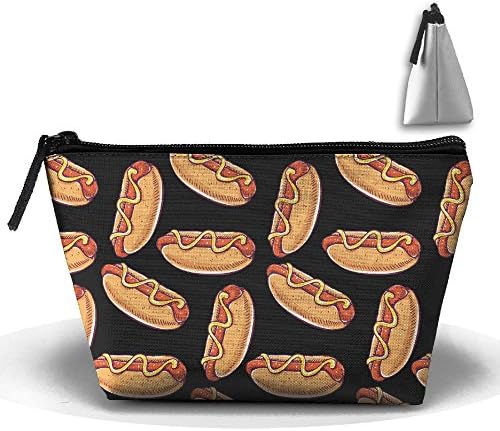 LogicBB Hot Dog Sausage Print Makeup Bag Travel Cosmetic Pouch Storage Brush Holder Toiletries Bag Waterproof Jewelry Organizer With Zipper For Women&amp;Girls