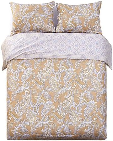 Word of Dream Egyptian Cotton 3 PC Duvet Cover Set, King, Opulent Paisley Pattern