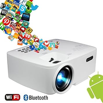 Projector, Smart Android WiFi Bluetooth Video Beam, by BeVision, 220 ANSI Lumen 180