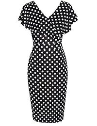 Fantaist - Vestido de fiesta de cóctel sin espalda para mujer, de manga corta, cuello en V