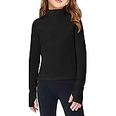 Haloumoning Girls Half Zip Pullover Sweatshirt Long Sleeve Workout Shirts Mock Neck Athletic Cropped Tops