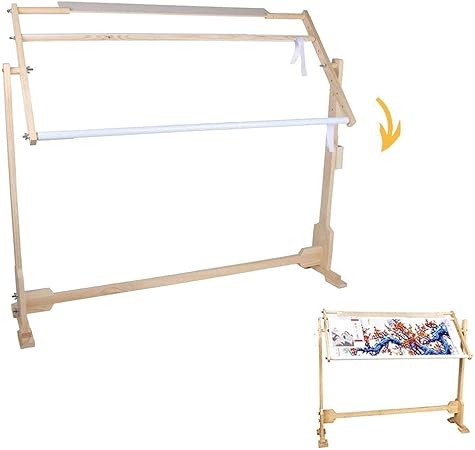 Cross Stitch Frame Stand Adjustable Wooden Frame Embroidery Stand Cross Stitch Floor Needlework Stand With 5 Adopted Height Level 32ct Amazon Co Uk Kitchen Home