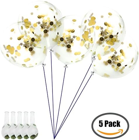 12 inch Gold Confetti Balloons, 15 Pieces Latex Balloons filled with Golden Paper Confetti Dots For Christmas, Wedding, Proposal, Birthday or Holiday Party Decorations