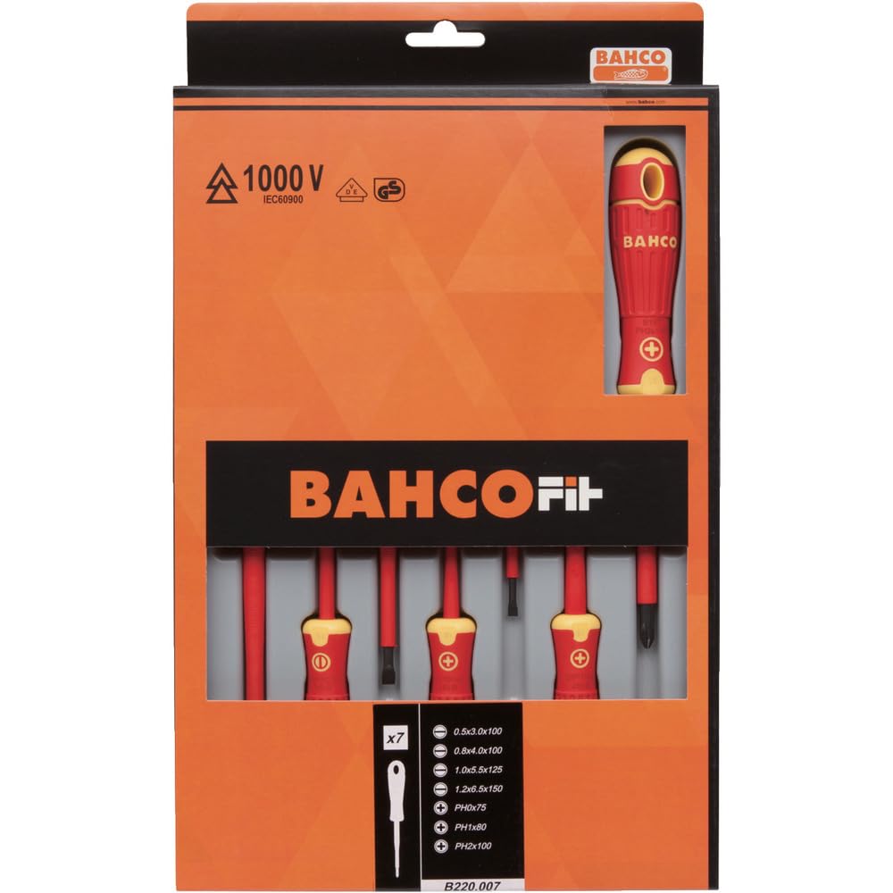 Bahco Bahcofit Insulated Screwdriver Set, 7 Piece, Multi Colour, One Size