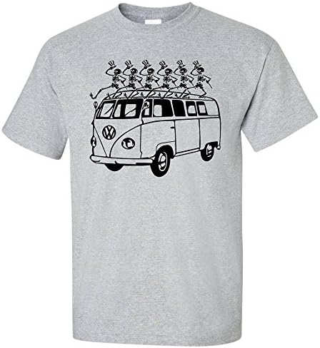 Vdubster Graphic Tees - VW Grateful Dead Dancing Skeletons Shirt - Original Volkswagen Artwork Printed T-Shirt (X-Large)