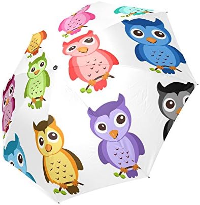 Cute Colourful Owls Folding Rain Umbrella/Parasol/Sun Umbrella