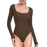 HeyNuts Women's Ultra Soft Long Sleeve Scoop Neck Bodysuit, Causal Tops Basic Tee