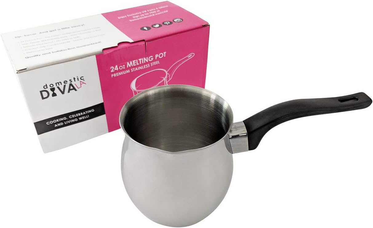 Small Briki Melting Pot Turkish Greek Armenian Coffee Sauce Pan Butter Warmer Milk Frother for Hot Chocolate Candy Soap Wax Melter – Best 24 oz Stainless Steel Pouring Decanter - Holiday Gift Box