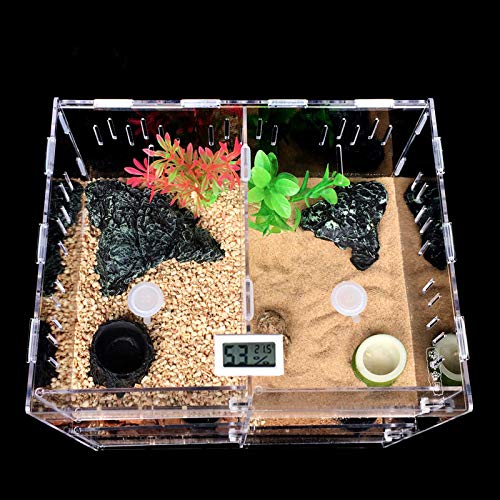 Vinnykud Reptile Feeding Box Breeding Box,Portable Acrylic Transparent Insect Habitat Terrarium Case for Mini Pet Snake Spider Lizard Scorpion Centipede